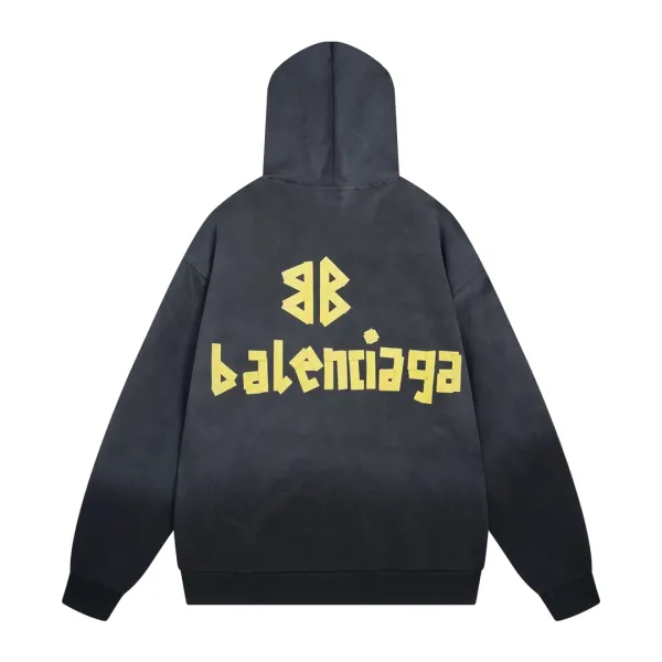 Balenciaga Distressed Logo Hoodie Beige - 16
