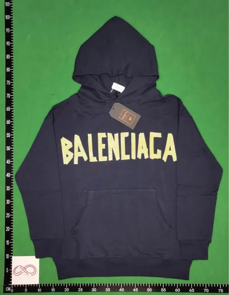 Balenciaga Distressed Logo Hoodie Beige - 12