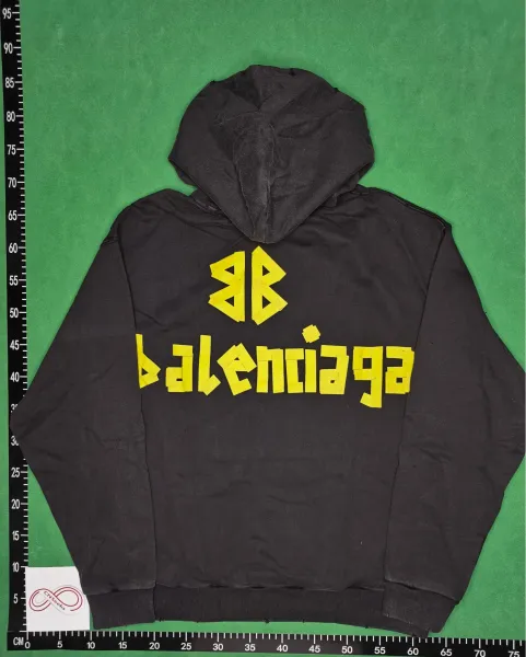 Balenciaga Distressed Logo Hoodie Beige - 10