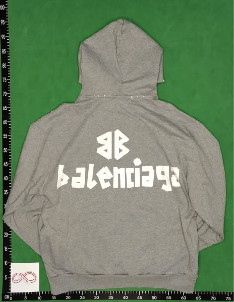 Balenciaga Distressed Logo Hoodie Beige - 8