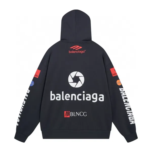 Balenciaga Distressed Logo Hoodie Beige - 32