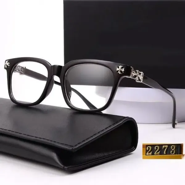 Chrome Hearts Square Frame Optical Glasses Black with Gold Cross Accents - 3