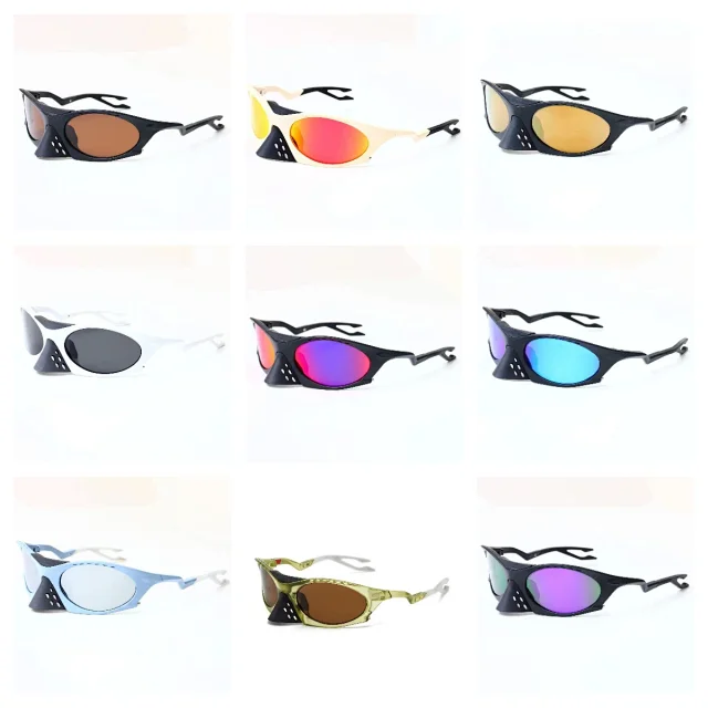Unbranded Eyewear Wraparound Cycling Sunglasses with Mirrored Lenses product detail image 1