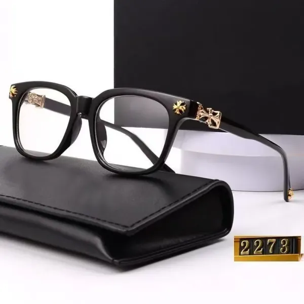 Chrome Hearts Square Frame Optical Glasses Black with Gold Cross Accents - 1