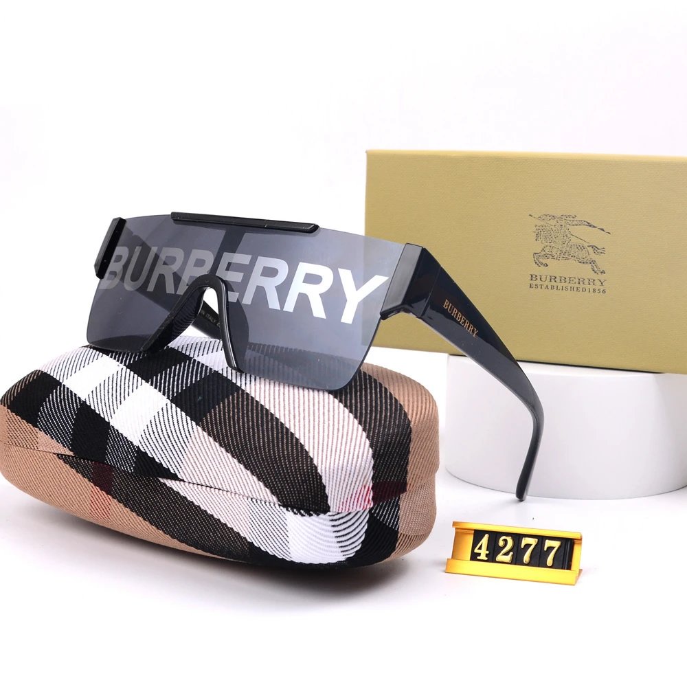 Burberry Shield Sunglasses Silver Mirror Lens Black Frame - 6