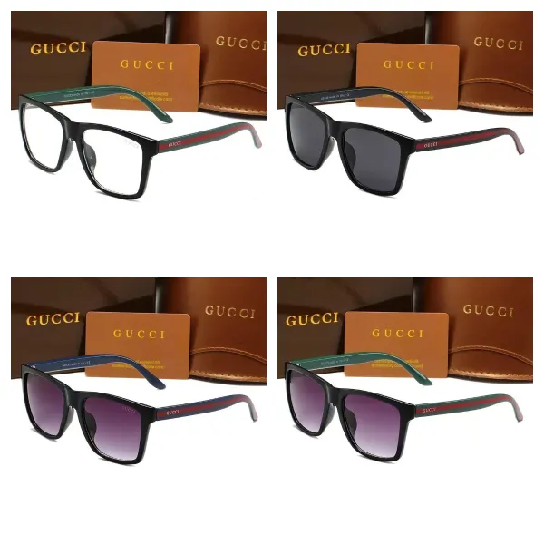 Gucci Square Frame Sunglasses with Web Stripe Temples Black / Purple Gradient - 3