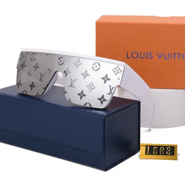 Louis Vuitton Shield Sunglasses Monogram Silver Mirror White Eyewear - 1