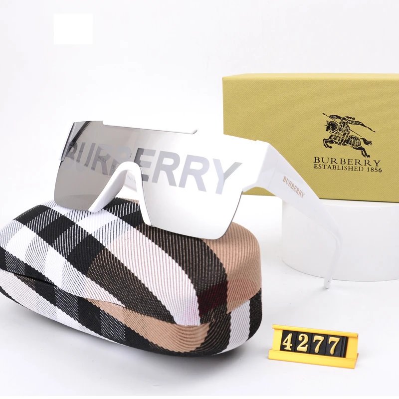 Burberry Shield Sunglasses Silver Mirror Lens Black Frame - 5