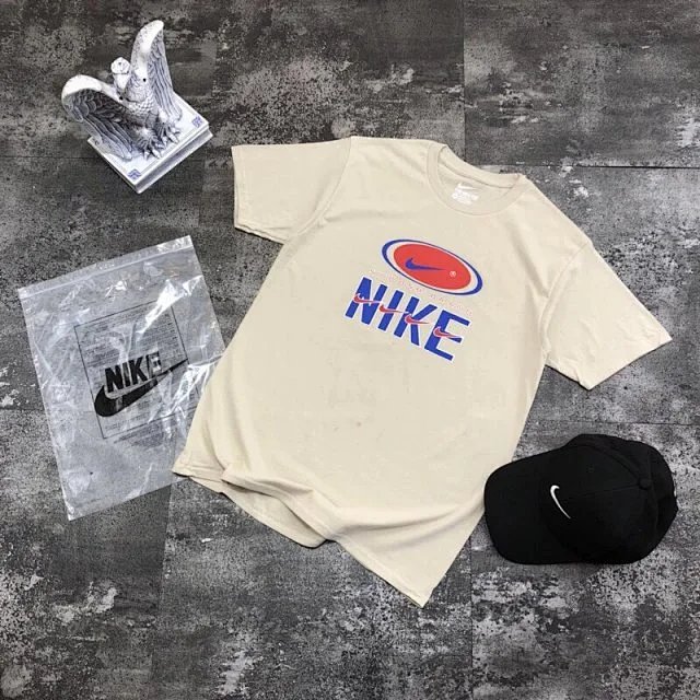 Nike Nike Beige Cotton T-Shirt Red Blue 3D Logo Unisex - Buy on Kakobuysheetfind