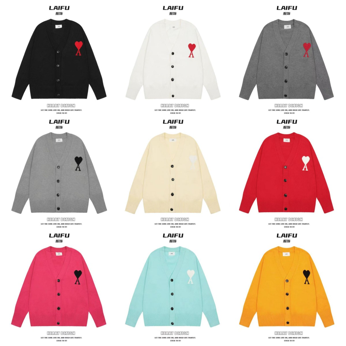 LAIFU Heart Design Cardigan Sw