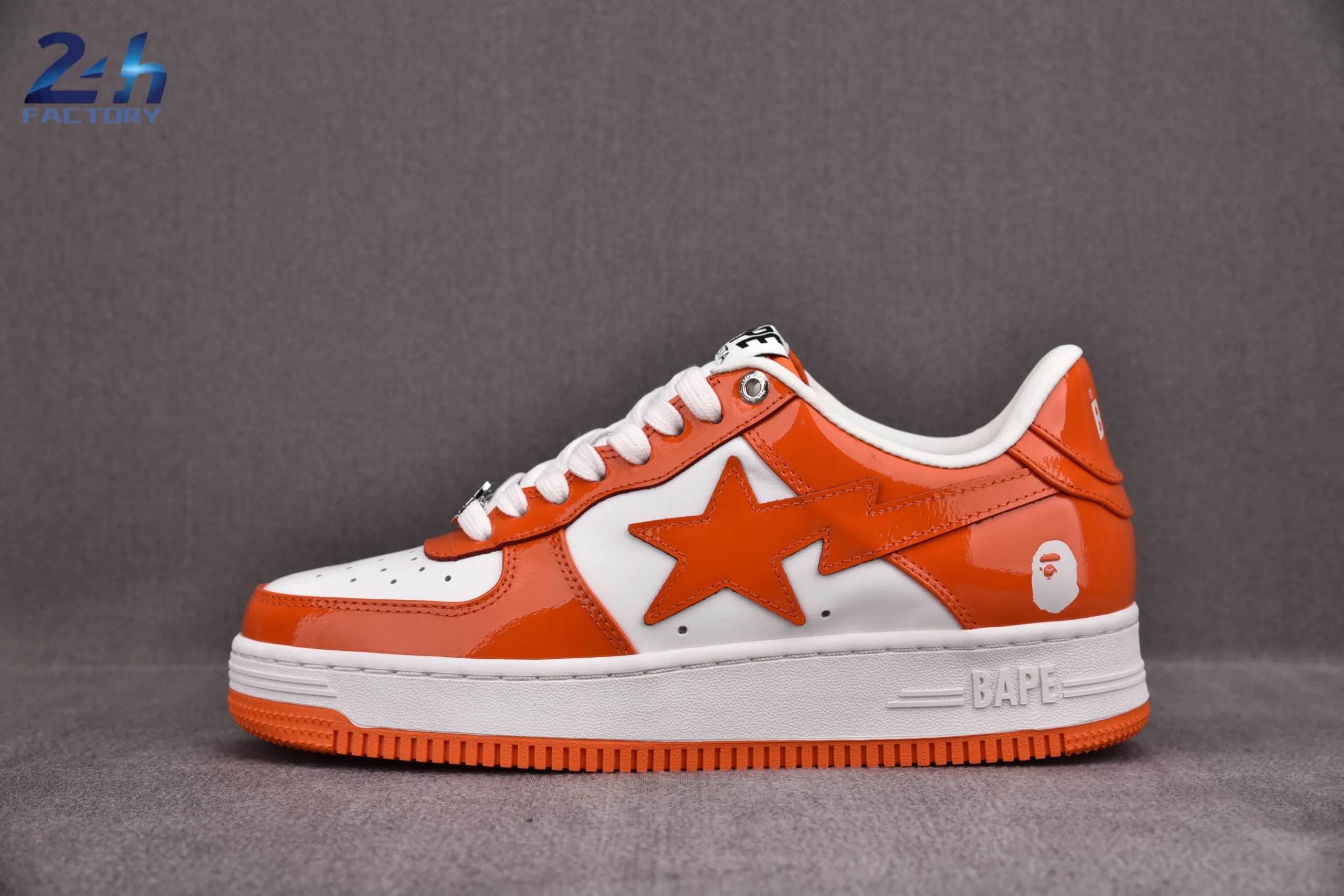 White & Orange Patent Leather