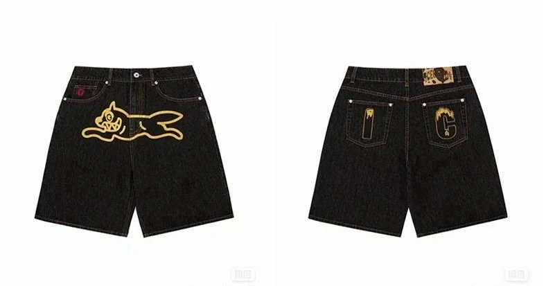 D039 shorts black yellow dog SKU image