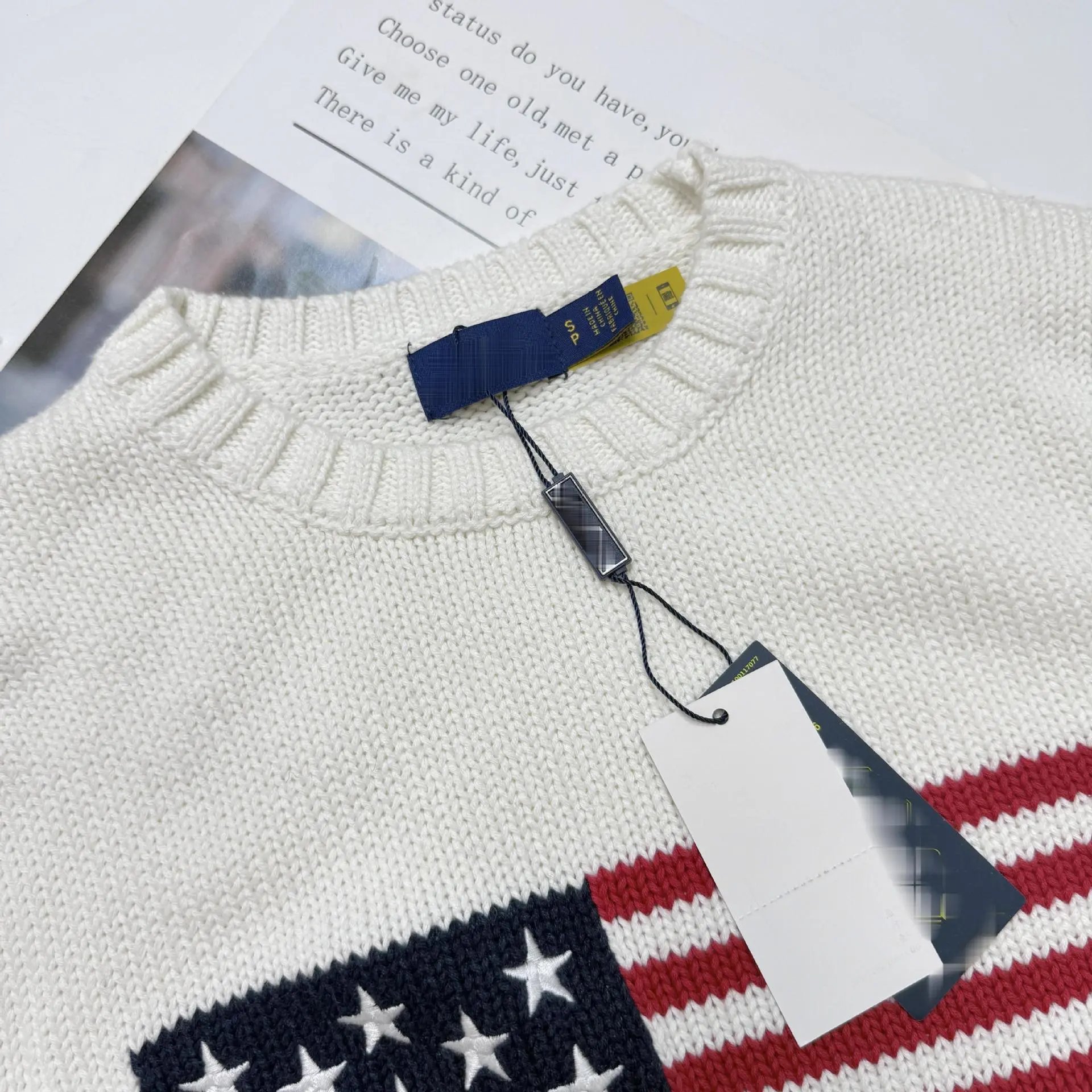 Polo Ralph Lauren American Flag Knit Sweater White - 34