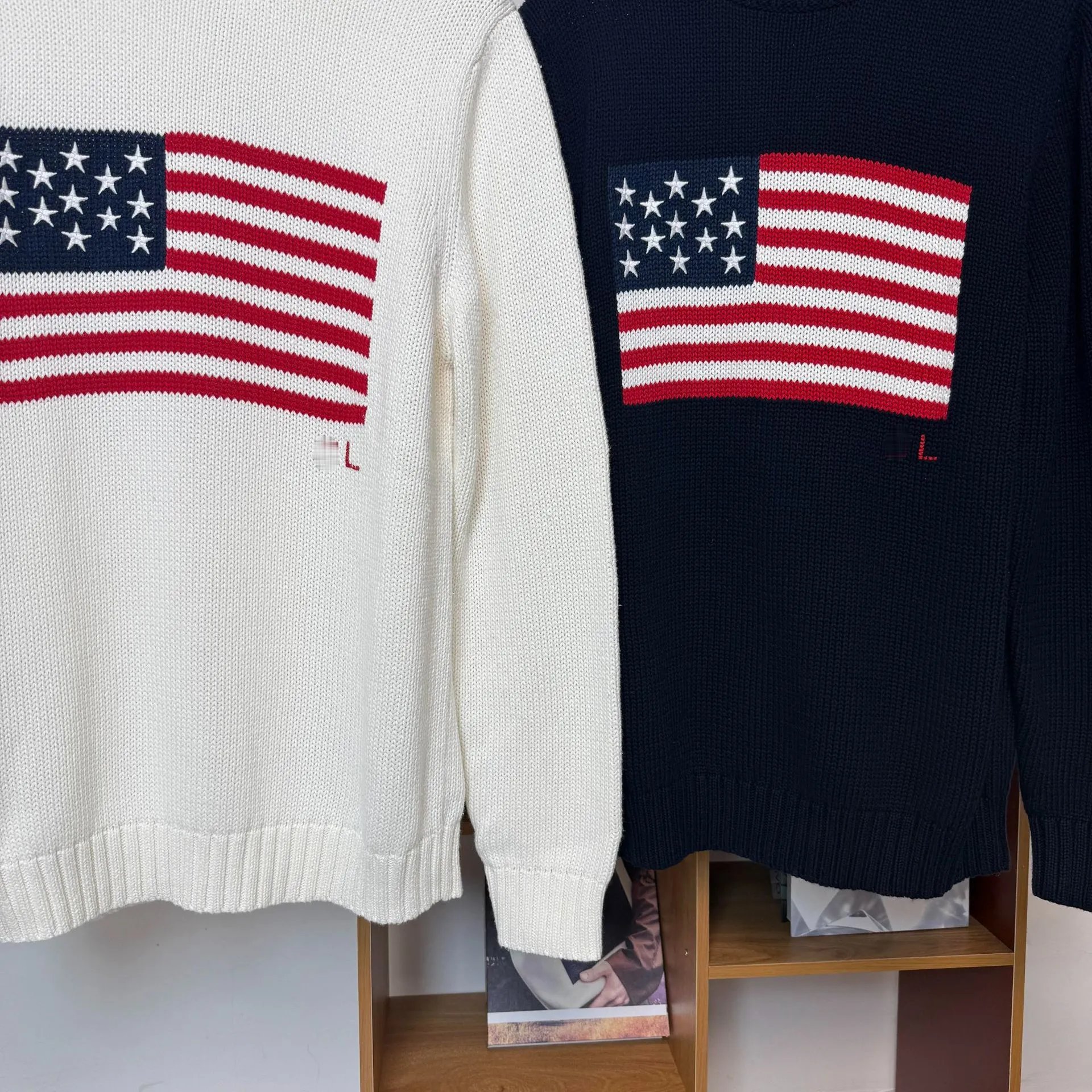 Polo Ralph Lauren American Flag Knit Sweater White - 30