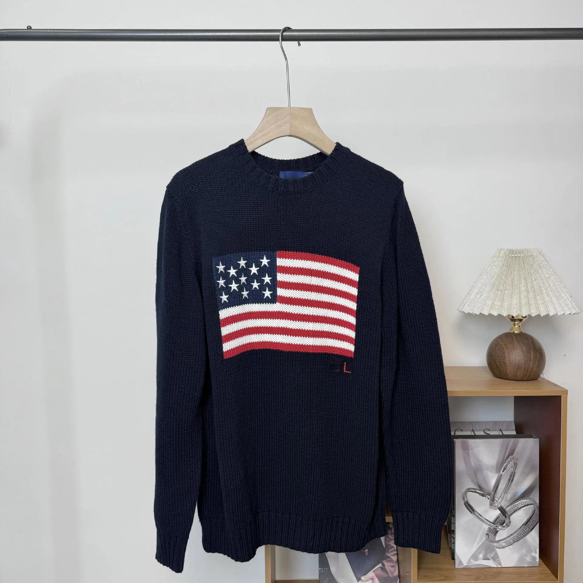 Polo Ralph Lauren American Flag Knit Sweater White - 33