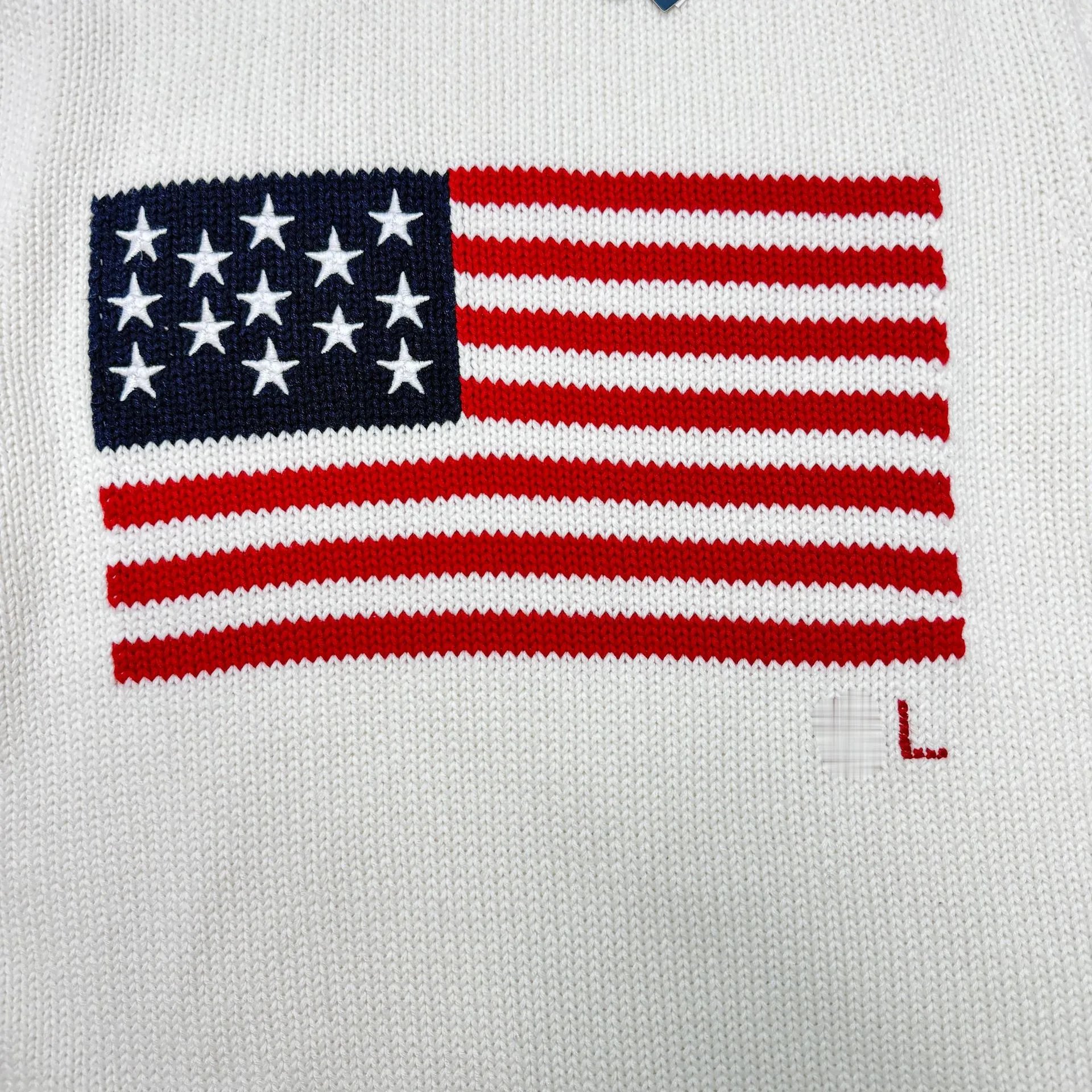 Polo Ralph Lauren American Flag Knit Sweater White - 29