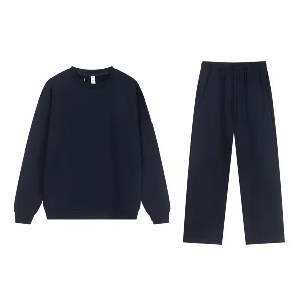 Design Basic Crewneck Sweatshirt and Jogger Set Navy - 1