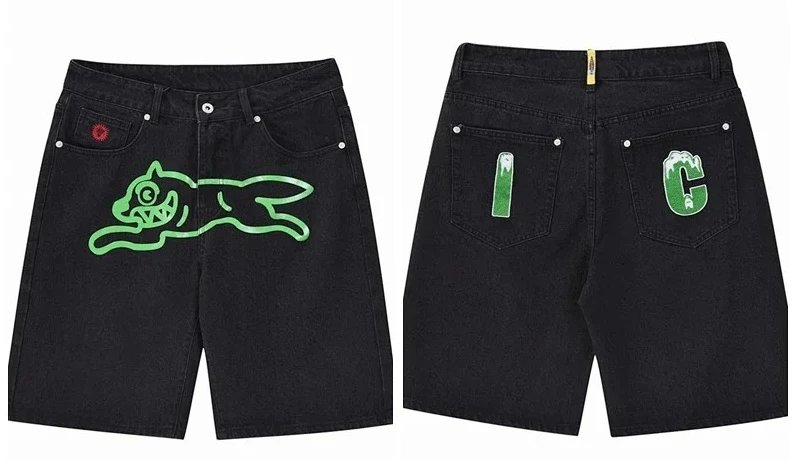 D051 shorts black green dog SKU image
