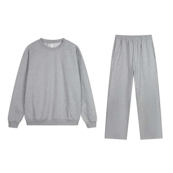 Design Basic Gray Crewneck Sweatshirt and Jogger Set - 1