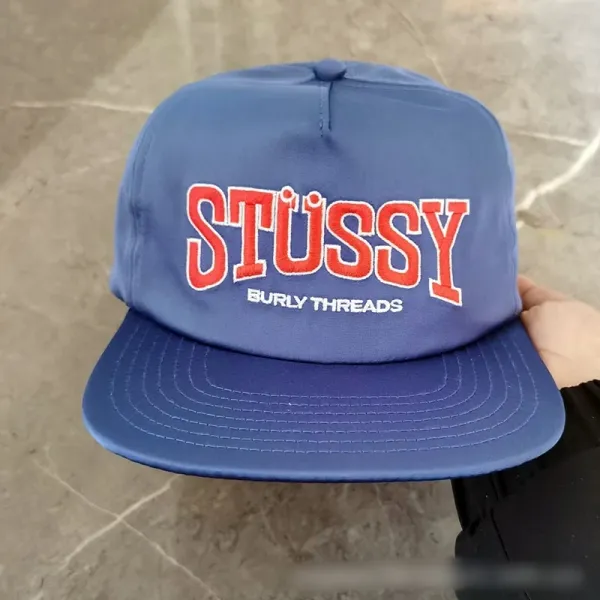 Stüssy x Burly Threads Logo Snapback Cap Blue - 1