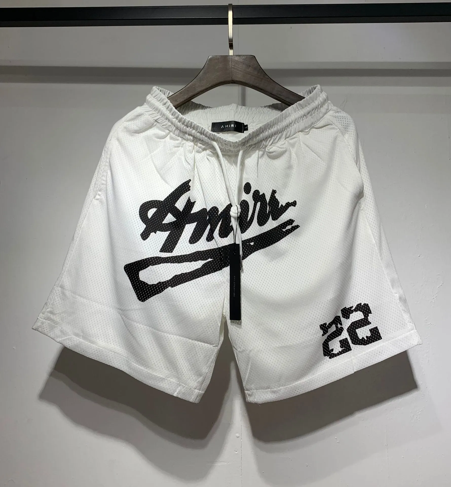 Amiri Graffiti Script 22 White Mesh Basketball Shorts