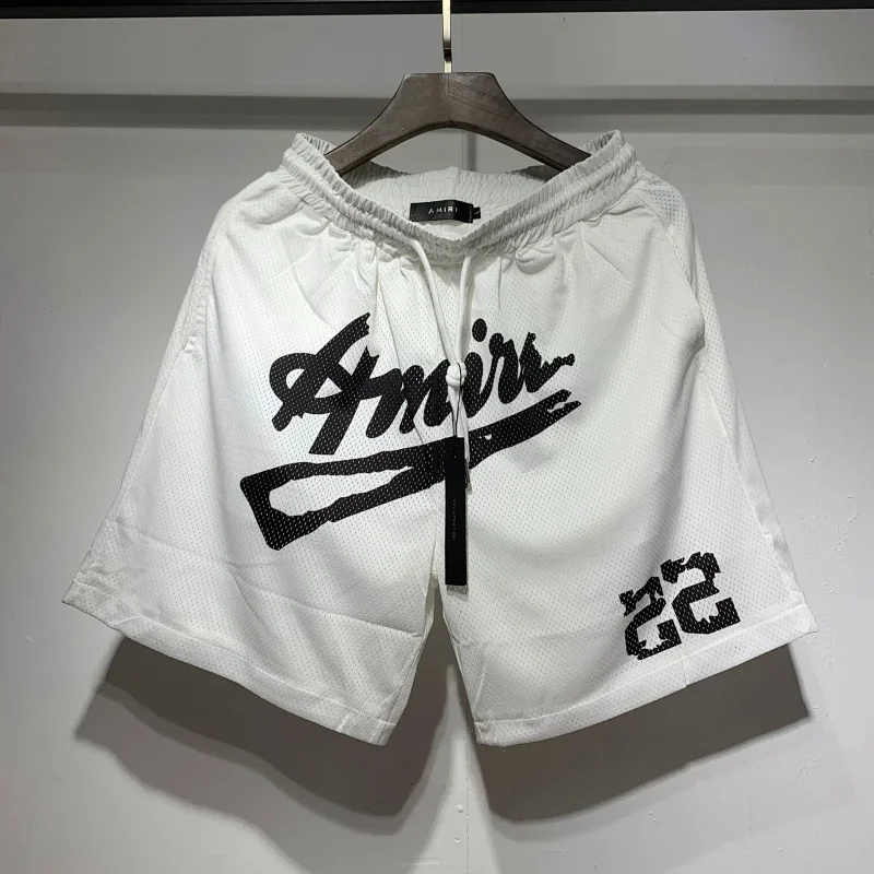 Amiri Graffiti Script 22 White Mesh Basketball Shorts - rep Amiri