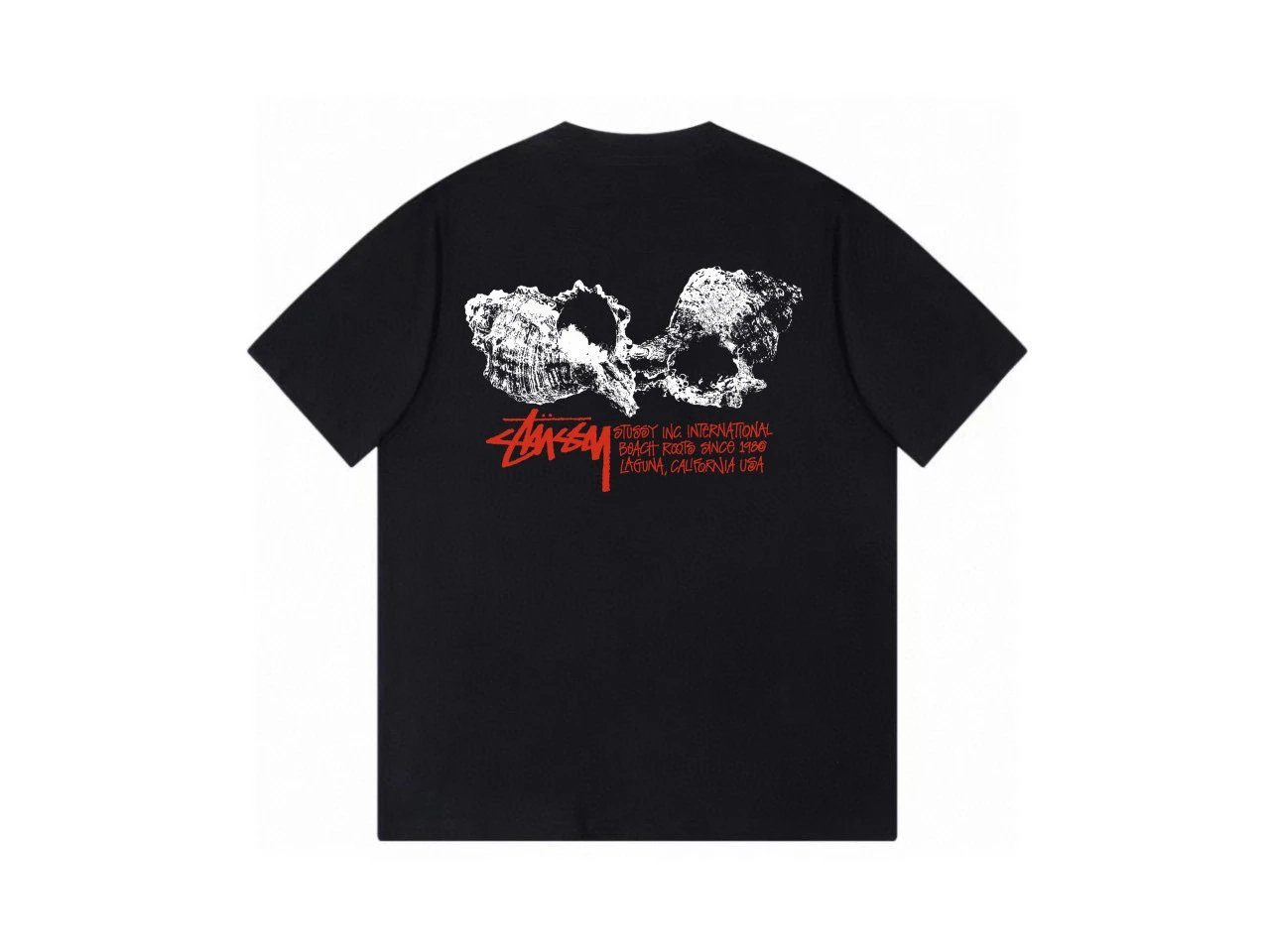 776 Black with White Conch Print