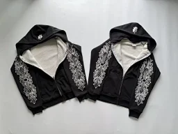 thumbnail for *ch 90s Vintage sweatshirt attitude made sword card sword vine unicorn arm horseshoe print sword zipper