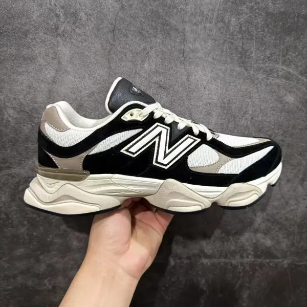 New Balance 9060 Black White Beige Chunky Sneakers - 1
