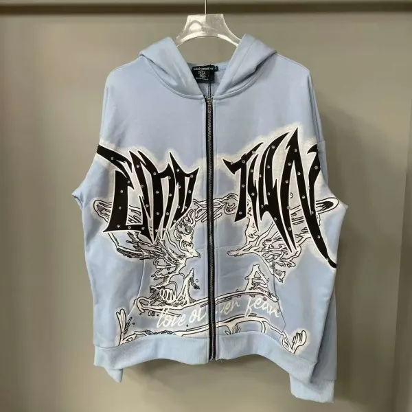 Mixed Emotion 'Love of Seven Years' Graphic Hoodie Light Blue - 1