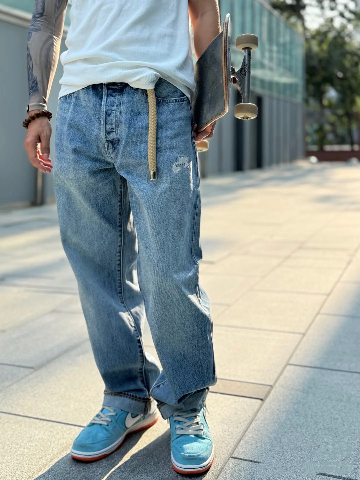 Nike x Levi's 501 Straight Fit Light Wash Jeans - 10
