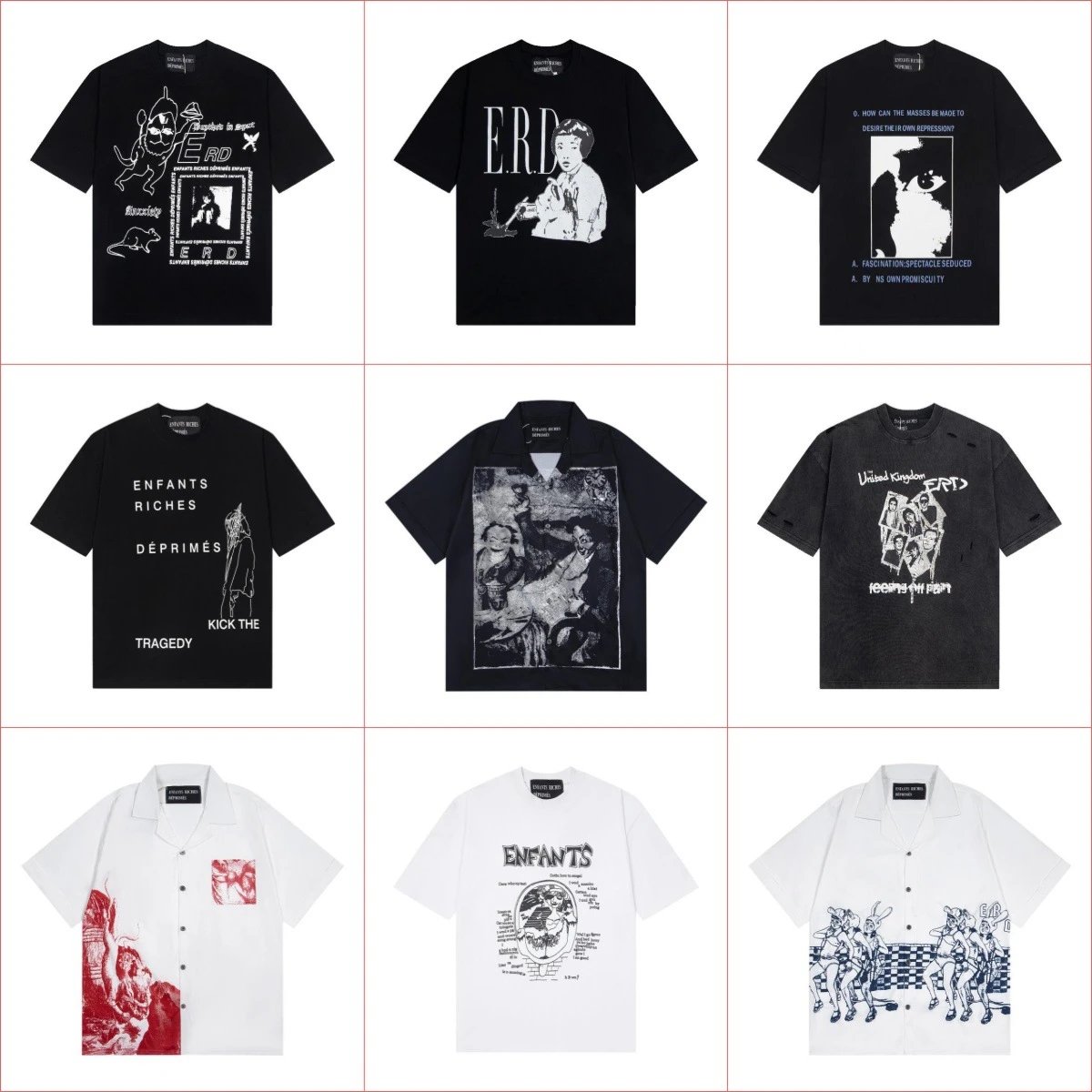 ERD Black Graphic T-Shirt and White Enfants Short Sleeve Shirts Combo Pack