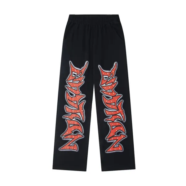 Design Flame Logo Wide-Leg Sweatpants Black - 1