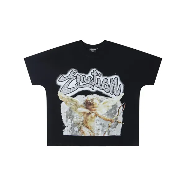 Emotion T-Shirt Black Graphic Print Oversized T-Shirt - 1
