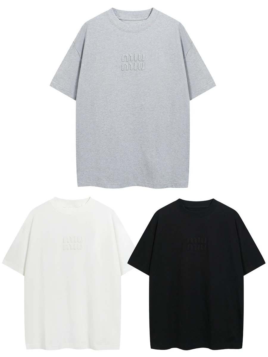 Miu Miu Black Logo Heart Print Oversized T-Shirt