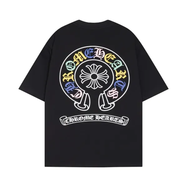 Chrome Hearts Multicolor Logo Graphic Black T-Shirt - 1