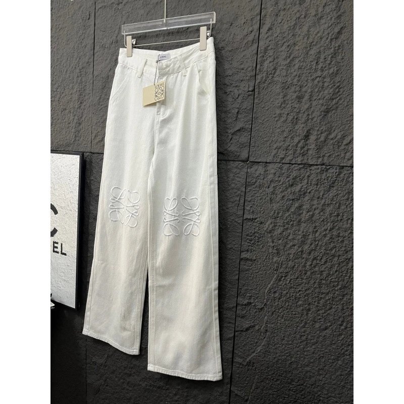 Embroidered Wide Leg Straight Jeans photo 5