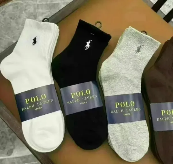 Polo Ralph Lauren Classic Crew Socks Pack - White, Black, Gray, Brown, Beige - 3