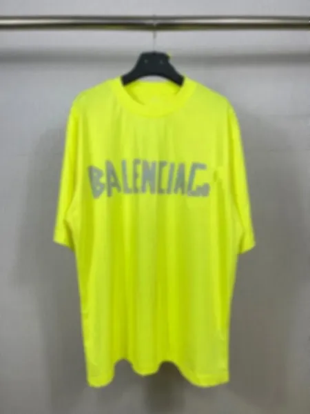 Balenciaga Logo Print Neon Yellow T-Shirt - 1