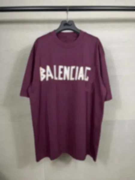 Balenciaga Logo Print Burgundy T-Shirt - 1