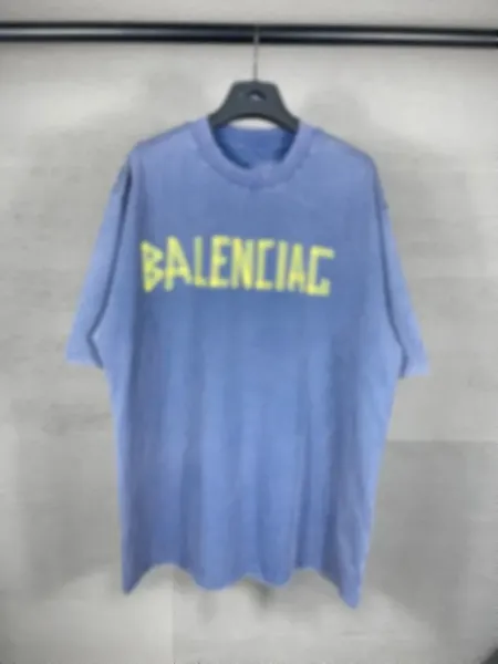 Balenciaga Logo Print Oversized T-Shirt Blue - 1
