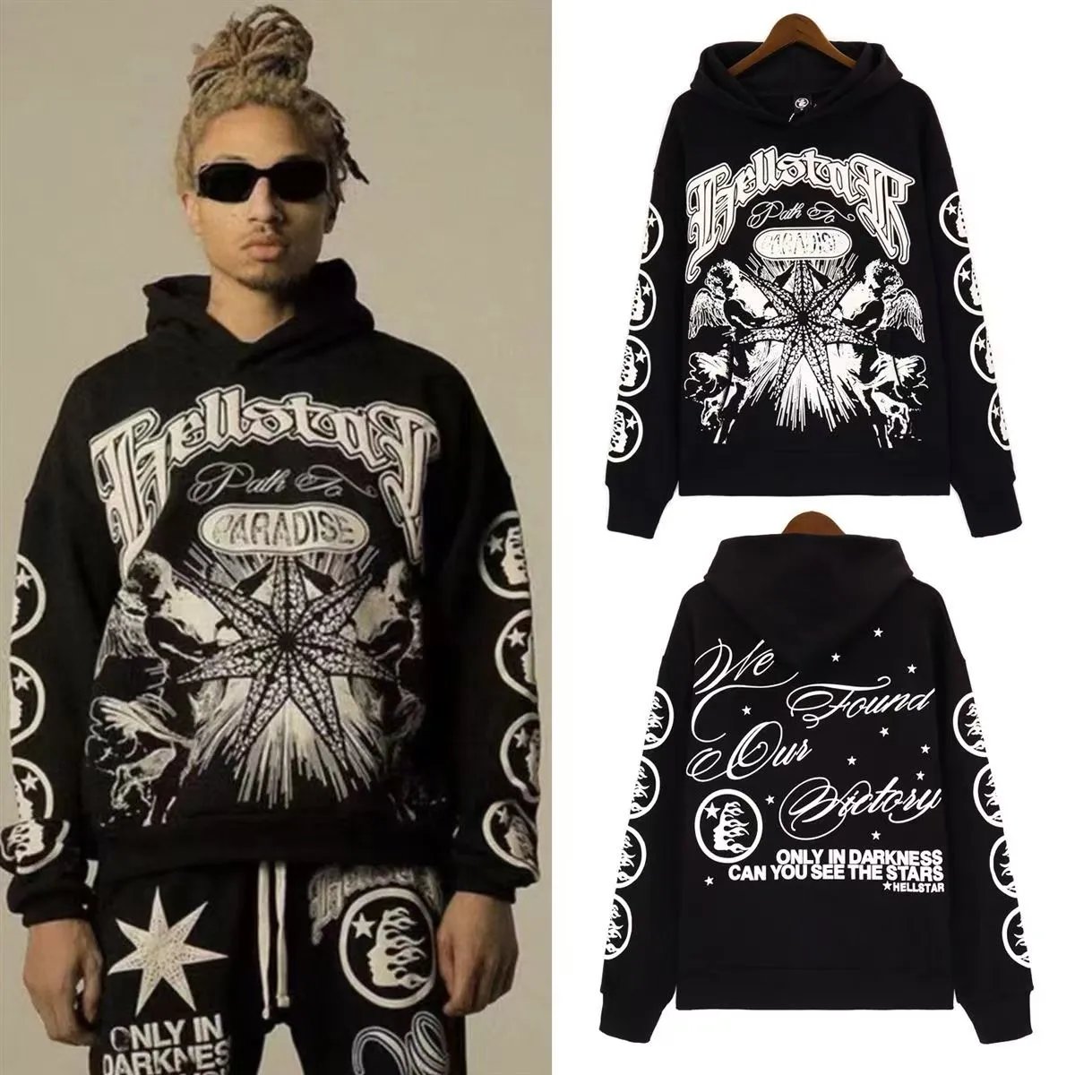 Hellstar Flame Logo Hoodie Gray - 4