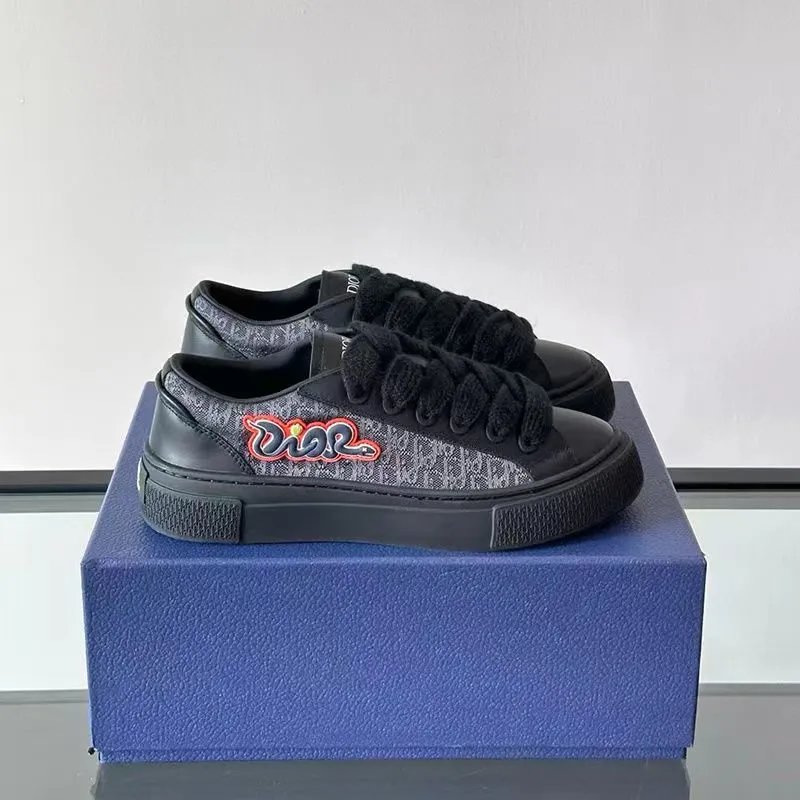 Dior B33 Red and Beige Oblique Canvas Sneakers - 3
