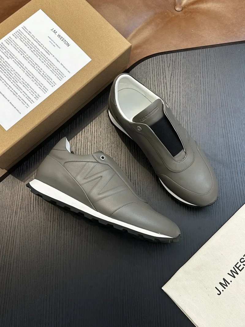 J.M. Weston Sneakers Low-Top Lace-Up Leather with W Side Detail image 7