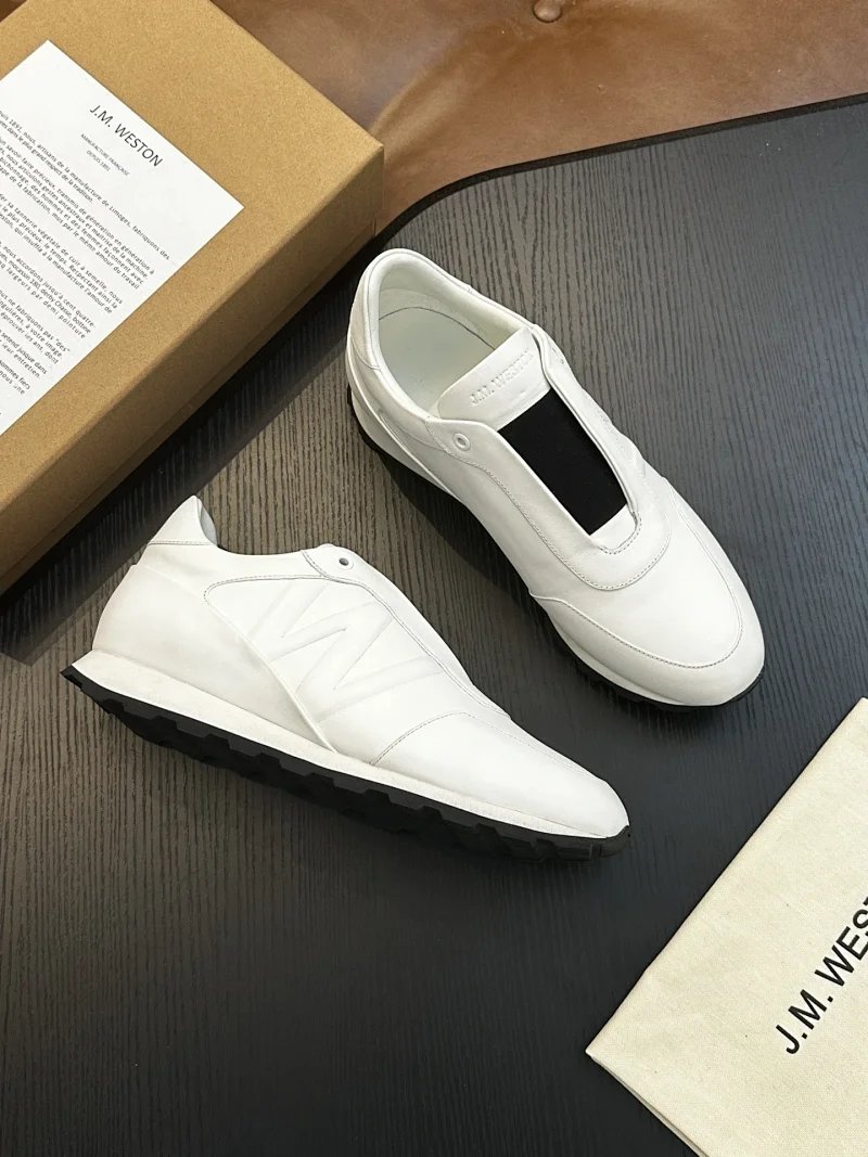 J.M. Weston Sneakers Low-Top Lace-Up Leather with W Side Detail image 9