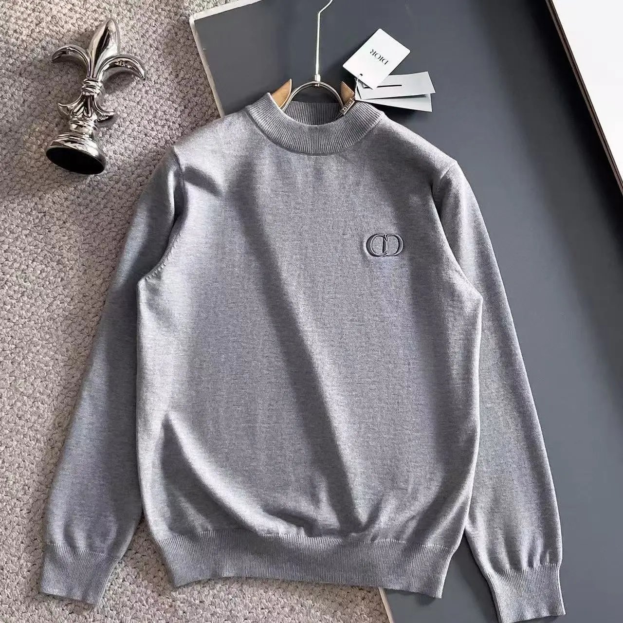 Moncler Knitwear Crewneck knit sweater with logo patch image 6