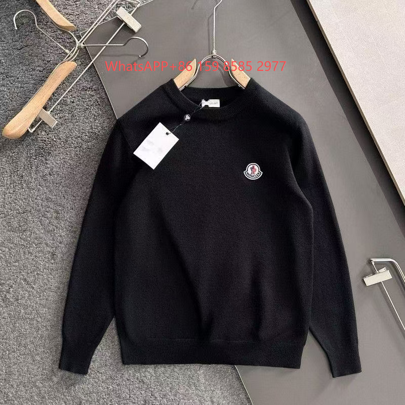 Moncler Knitwear Crewneck knit sweater with logo patch — M-02