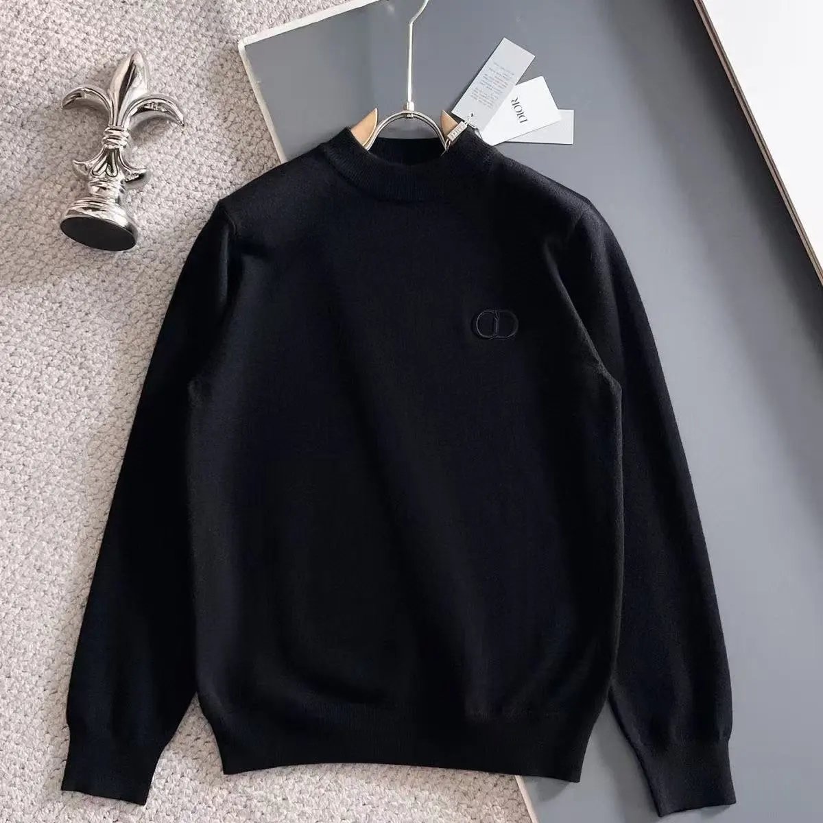Moncler Knitwear Crewneck knit sweater with logo patch image 7