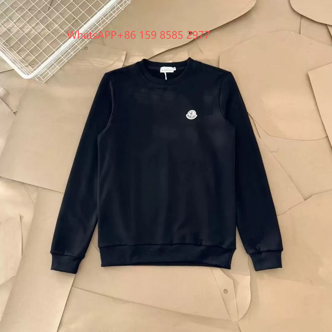 Moncler Knitwear Crewneck knit sweater with logo patch — M Crewneck sweatshirt-02