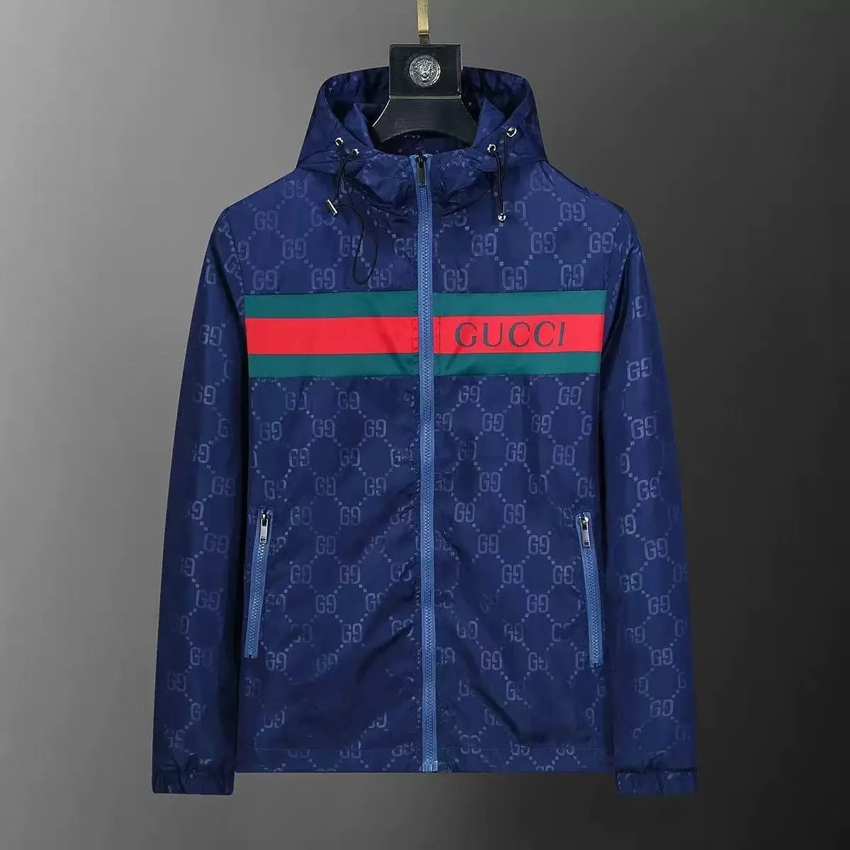Louis Vuitton Jackets Hooded Zip-Up Jacket — 55003 blue